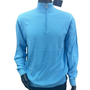 NWT Charleston Threads Mens XXL Blue 1/4 Zip Pullover Sweater 100% Cotton